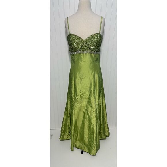 Marsoni Prom Gown Maxi Length Beaded Open Back‎ Sweetheart Neckline Green 14 - Picture 16 of 16